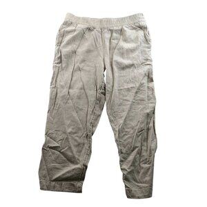 Old Navy Women's Linen Blend Pants Large High-Rise Straight Leg Pull On